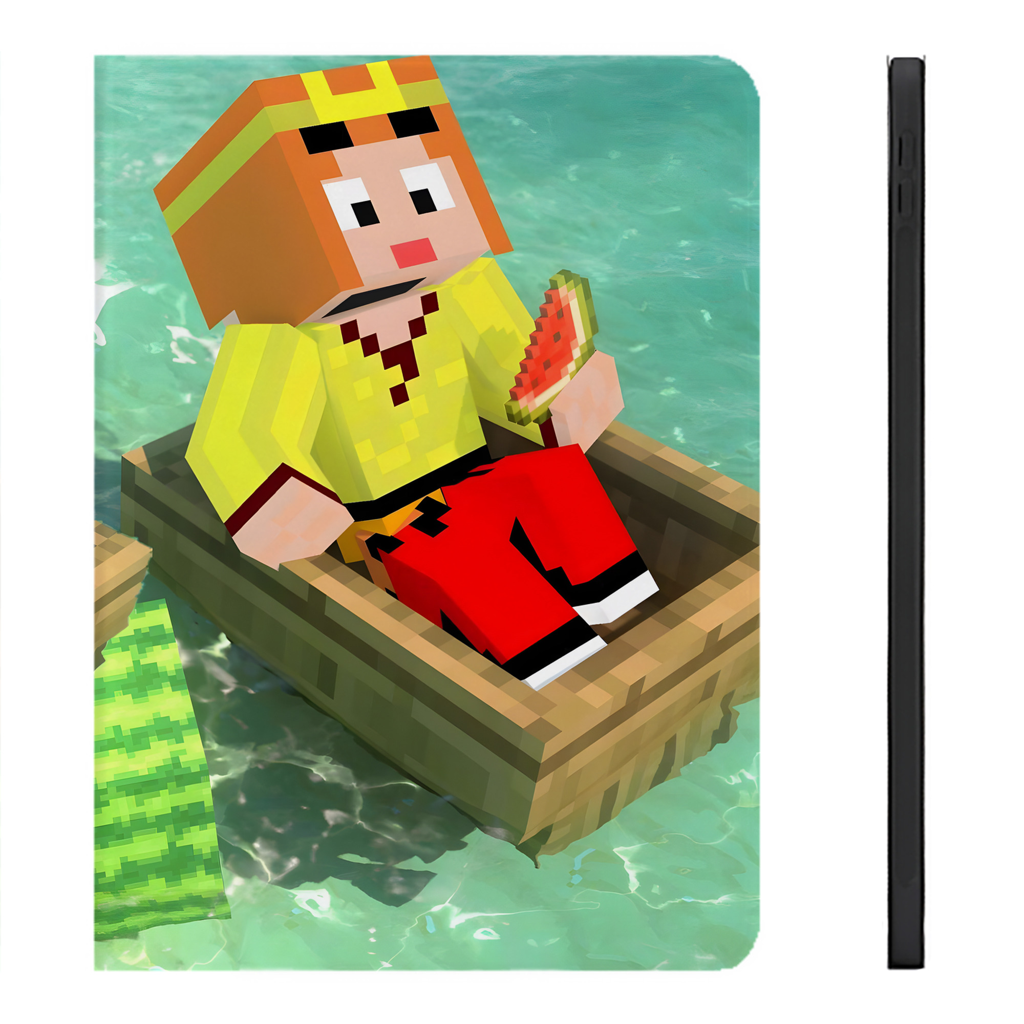 （画像用） マインクラフト ブロックの世界 Minecraft MC Block world IPadケース ペンホルダー付き ブックスタイルデザイン